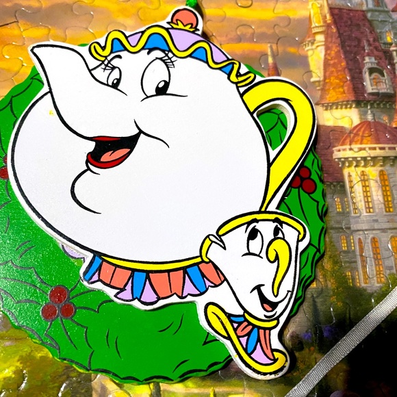 DISNEY’S BEAUTY & THE BEAST VTG 90s KURT ALDER HANDCRAFTED WOODEN XMAS ORNAMENTS - Picture 7 of 12